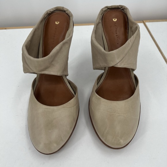 Anthropologie Leifsdottir‎ Jenni Taupe Italian Leather Heels Size 41 EUR 10.5 US - Picture 3 of 13